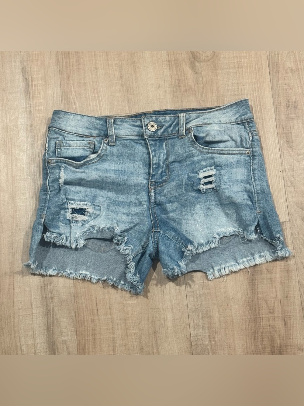 Vanilla Star Distressed Light Blue Denim Cutoff Shorts